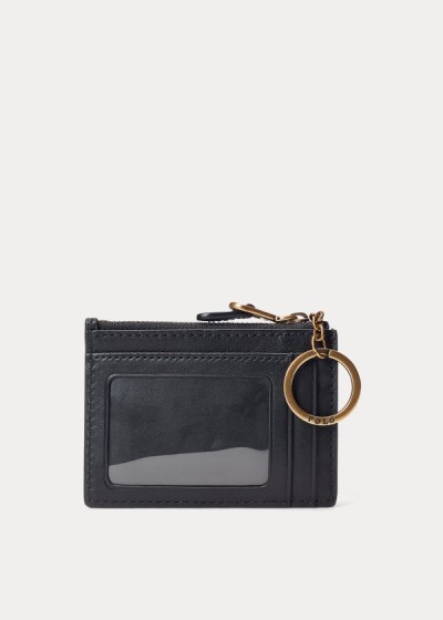 Porta Tarjetas Polo Ralph Lauren Mujer Negros - Nappa Leather Zip - LEAFJ8451